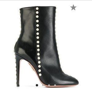 Aquazzura pearl black Folie Boots booties size 6.5